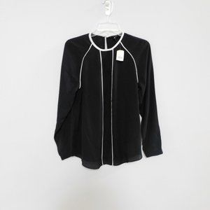 Banana Republic Black Blouse W/Piping Small NWT